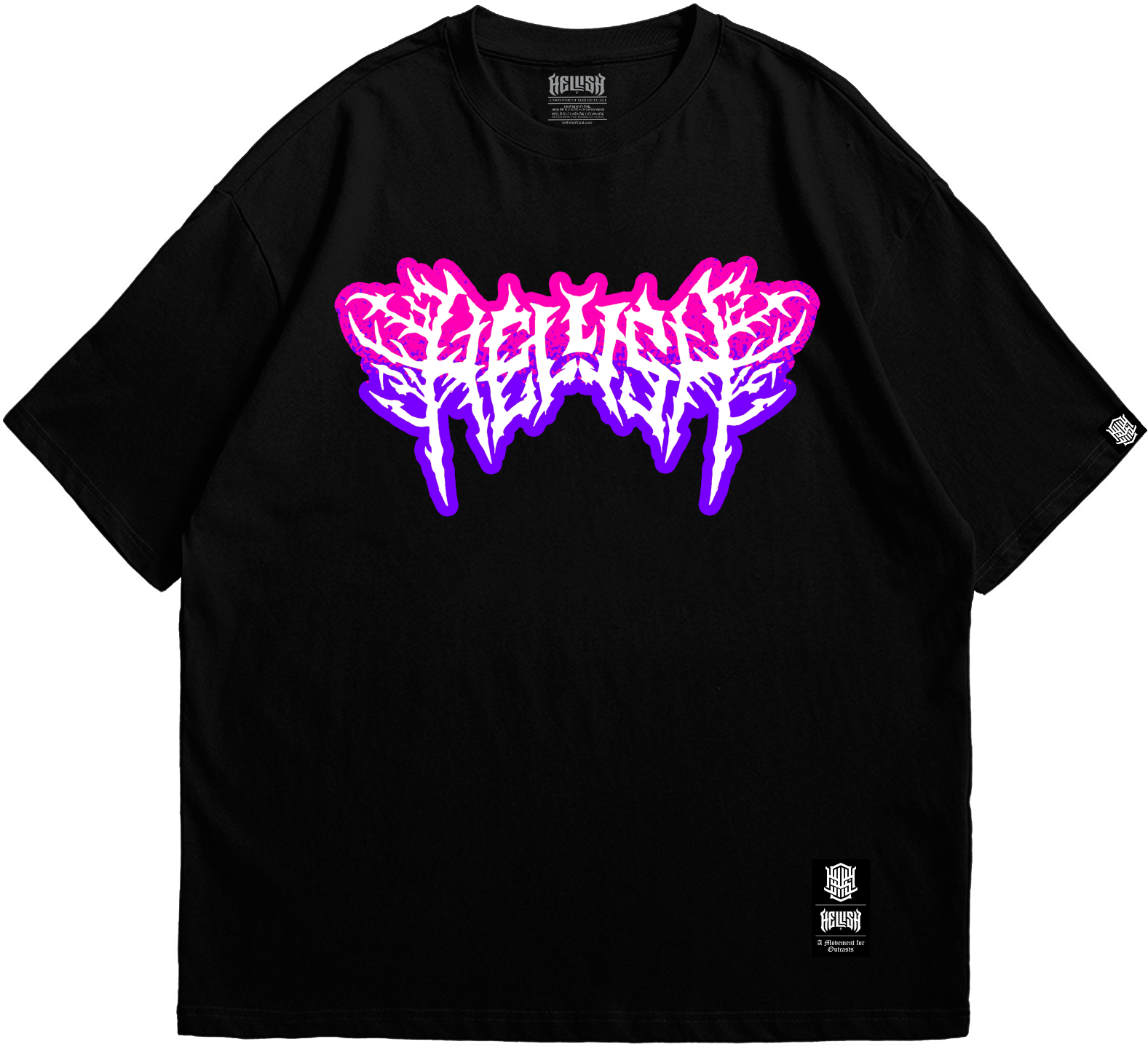 Front view of Hellish Doodle T-shirt with graffiti sketch art design