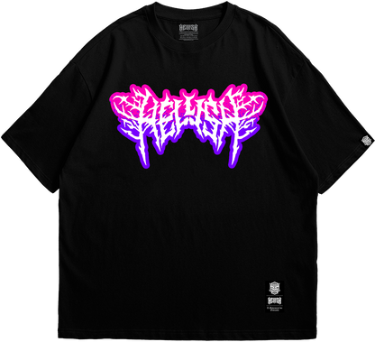 Front view of Hellish Doodle T-shirt with graffiti sketch art design